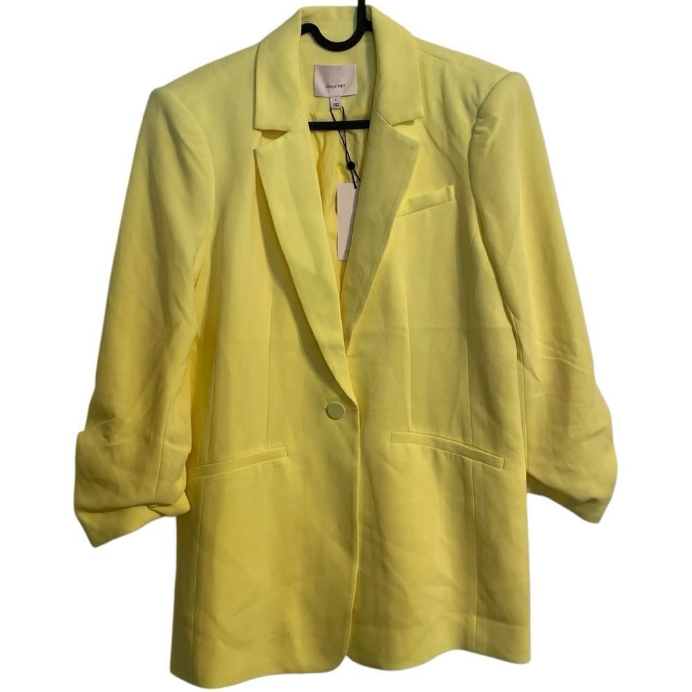 cinq a sept Lemon Yellow Single-Button Blazer